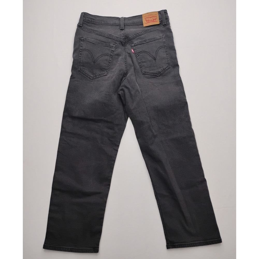 Levis Jeans Womens 28 Black Ribcage Straight Ankle Button Premium Size 30 - Picture 2 of 12